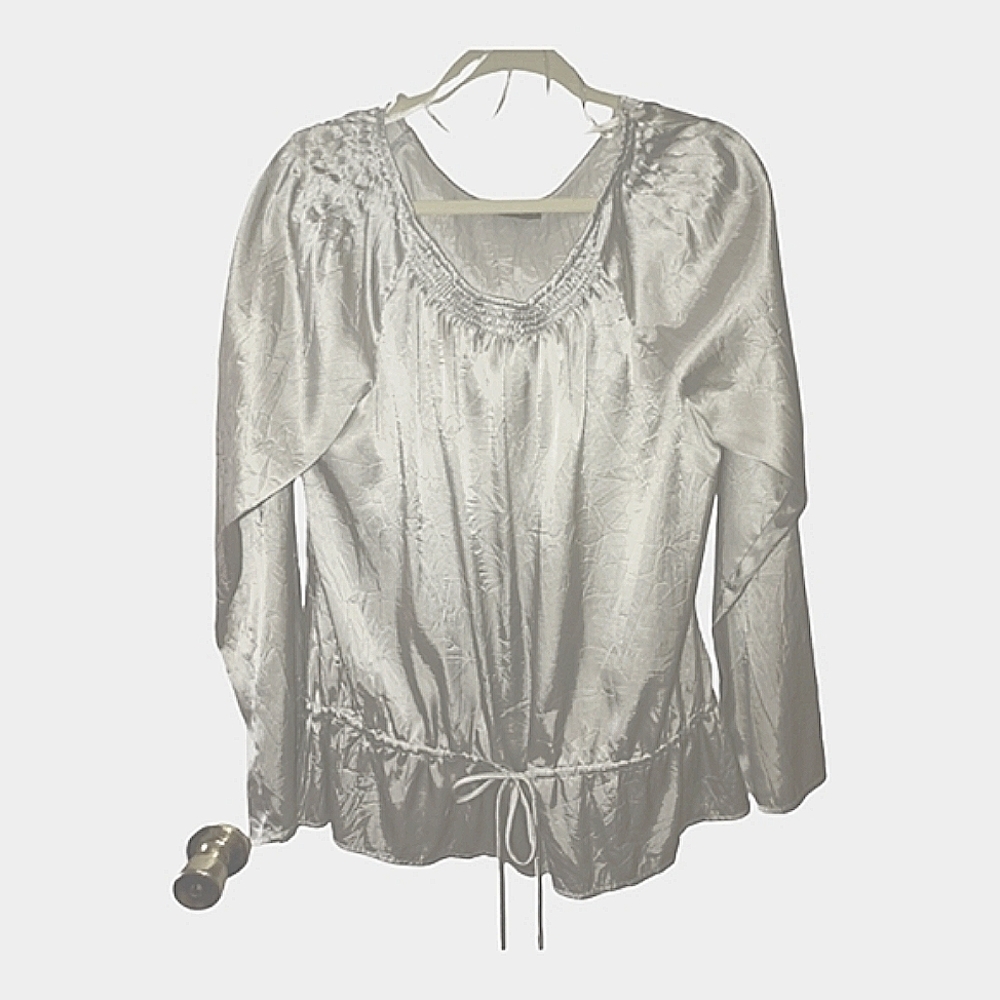 Silver, shiny blouse
